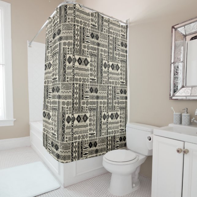 Rideaux De Douche Impression moderne de Mudcloth (En situation)