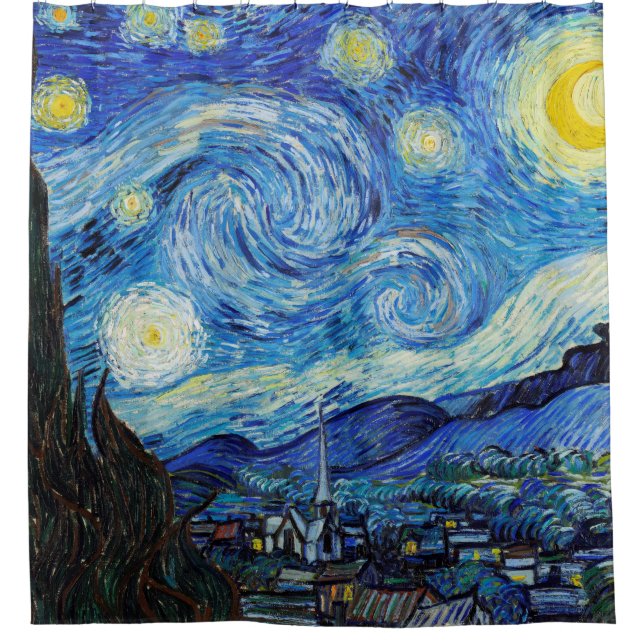 Rideaux De Douche Impressionnisme Vincent Van Gogh Starry Starry Nui (Devant)