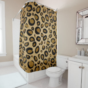 Rideaux De Douche Imprimé Guépard Taches Impression Léopard Or Beige