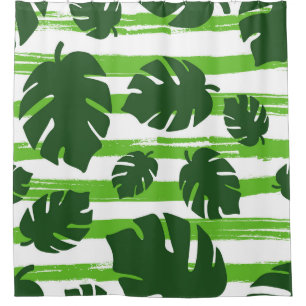 Rideaux De Douche Imprimer été jungle exotique plante palmier tropic