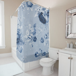 Rideaux De Douche Indice floral bleu d'Indigo no 4