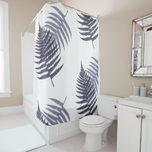Rideaux De Douche Indigo Blue White Tree Fern Feuille Motif