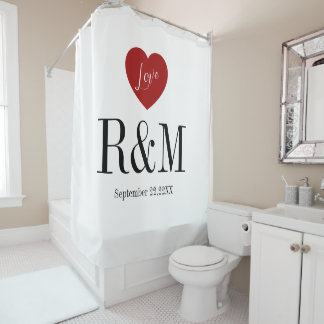 Rideaux De Douche Initiales de monogramme de couple de mariage d'ann