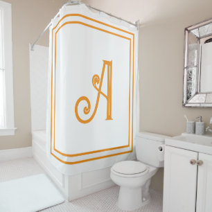 Rideaux De Douche Initiales de monogramme Nom Orange Blanc Script pe