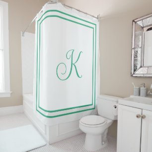 Rideaux De Douche Initiales de monogramme vert menthe blanc script p