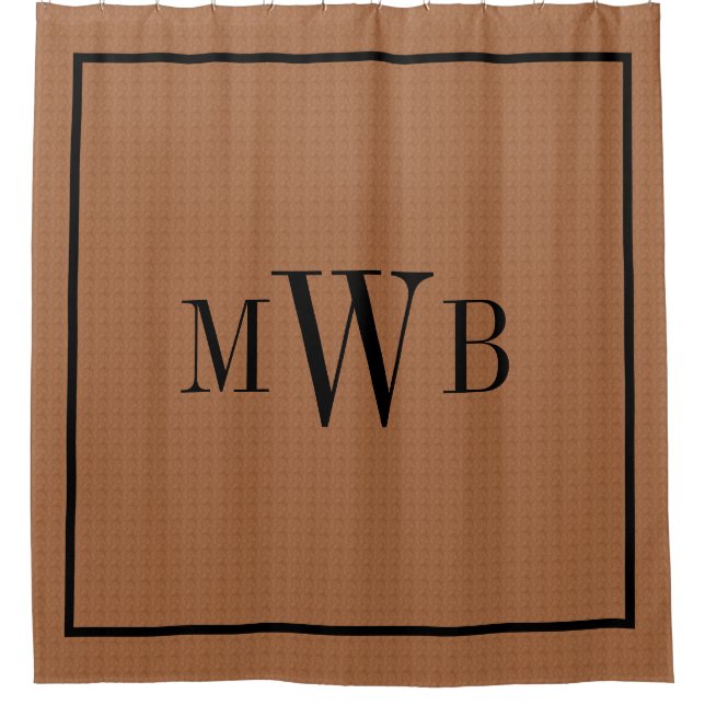 Rideaux De Douche Initiales Monogrammées Rustiques Marron Noir Moder (Devant)