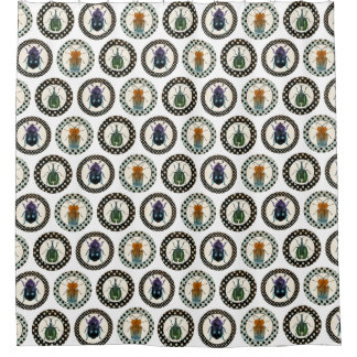 Rideaux De Douche Insectes vintages Colorful Beetles Science