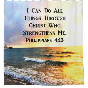 RIDEAUX DE DOUCHE INSPIRING PHILIPPIANS 4:13 SCRIPTURE VERSE