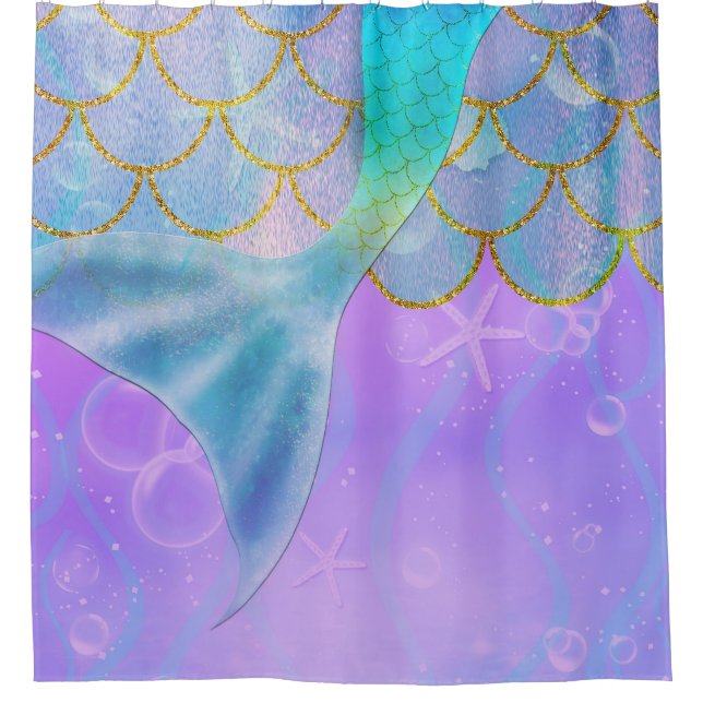 Rideaux De Douche Iridescent Pearl Shtoujours Sparkle Mermaid Tail (Devant)