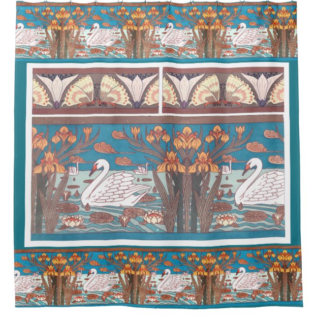 Rideaux De Douche Iris d'animaux de faune d'oiseaux de cygne de (Devant)