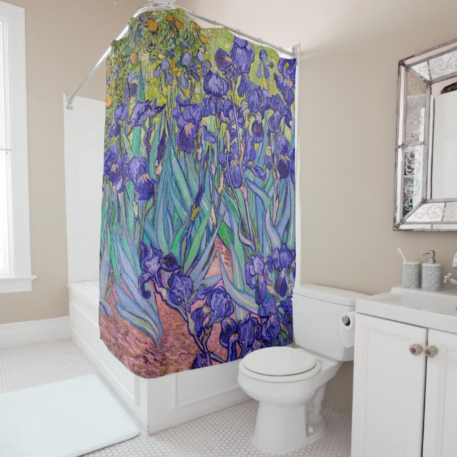Rideaux De Douche Irises par Vincent van Gogh Art (En situation)
