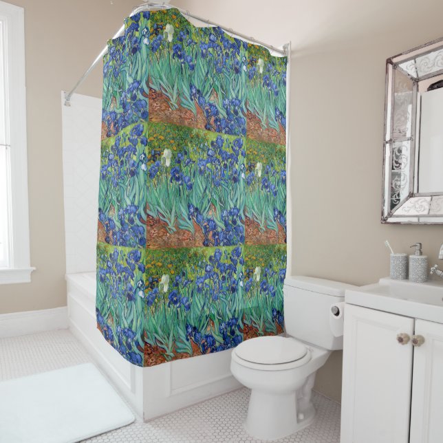Rideaux De Douche Irises Vincent van Gogh Fleurs Peinture Art (En situation)
