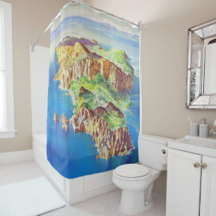 Rideaux De Douche " Italie : 2021/aujourd - île de Capri Panorama 