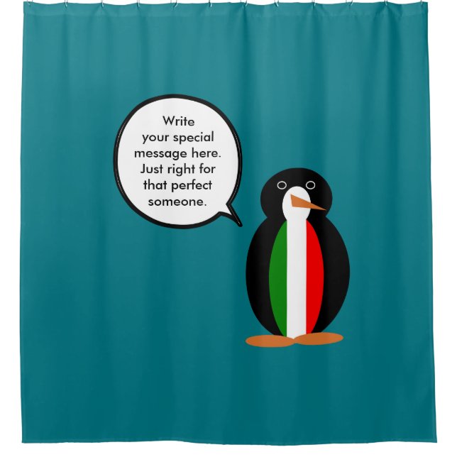 Rideaux De Douche Italien Parler Mme Penguin Personnalisé (Devant)