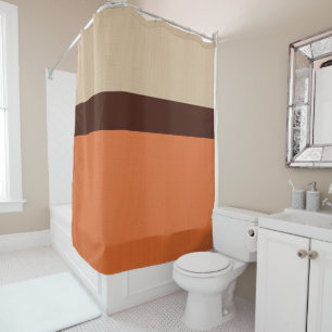 Rideaux De Douche Ivoire moderne de brun d'orange de motif de toile