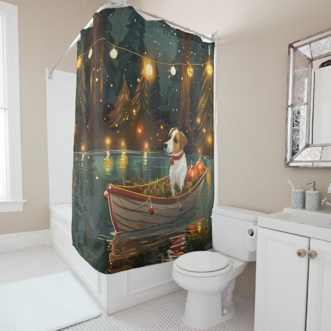 Rideaux De Douche Jack Russell Christmas Festive Voyage (En situation)