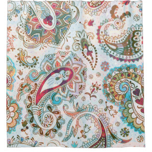 Rideaux De Douche Jacobean seamless pattern. Flowers background, eth