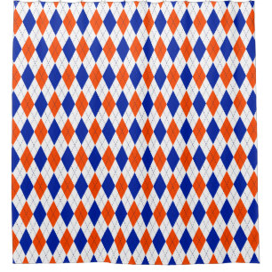 Rideaux De Douche Jacquard orange et bleu diamant