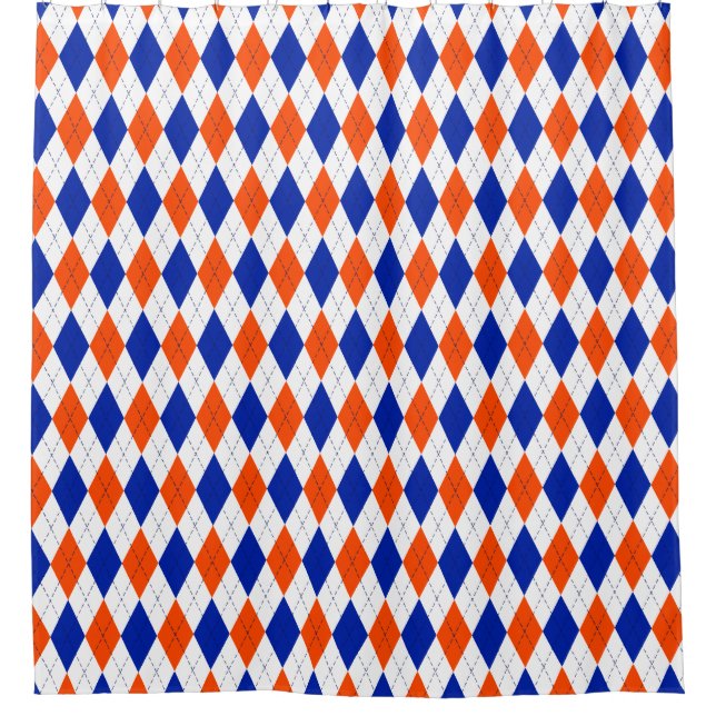 Rideaux De Douche Jacquard orange et bleu diamant (Devant)