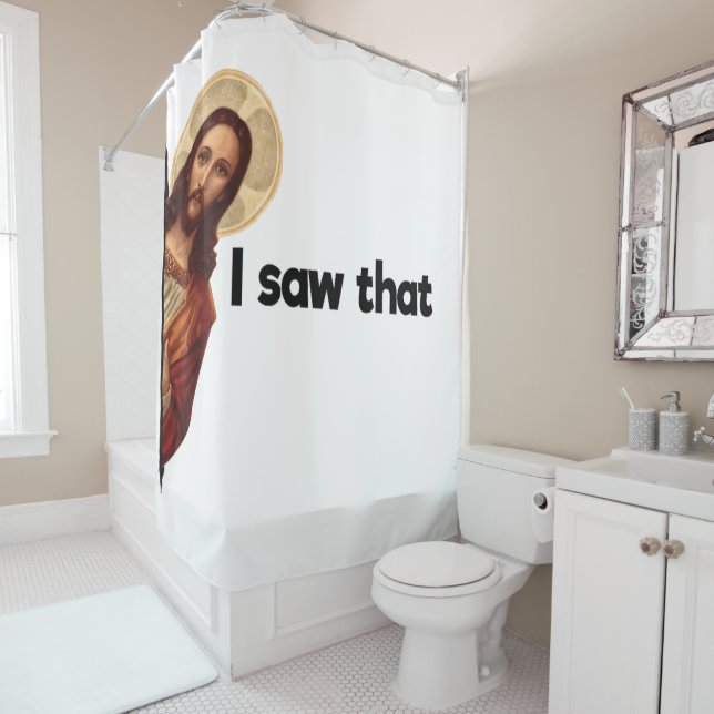 Rideaux De Douche J'ai vu ce mème drôle qui pleure Jésus (En situation)