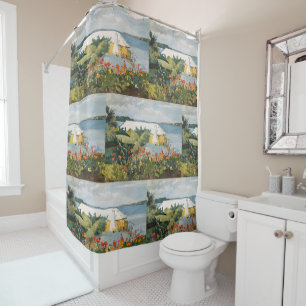 Rideaux De Douche Jardin à fleurs de Winslow Homer et Bungalow Berm