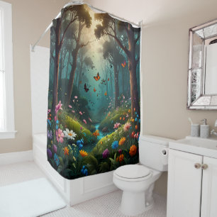 Rideaux De Douche Jardin aux fleurs avec des fleurs d'arbres et des 