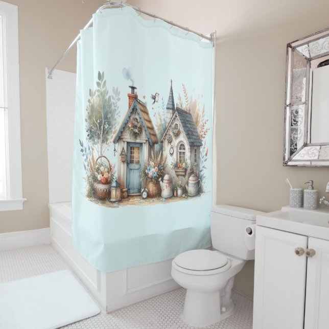 Rideaux De Douche Jardin de chalet Whimsical (En situation)