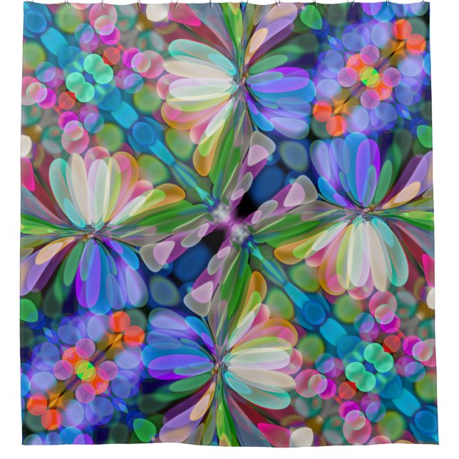 Rideaux De Douche Jardin de Fleur sauvage de libellules Abstrait Flo (Devant)