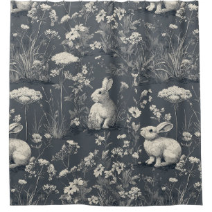 Rideaux De Douche Jardin de lapins motif toile de Jouy botanique noi