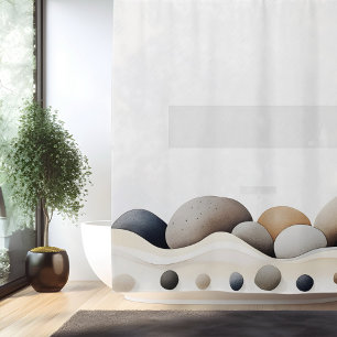 Rideaux De Douche Jardin de pierres zen aquarelle de style japonais