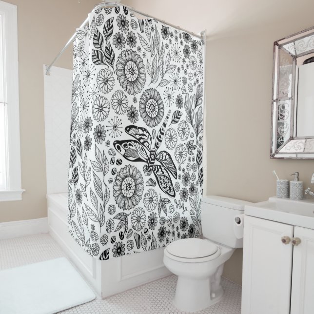 Rideaux De Douche Jardin des libellules (En situation)