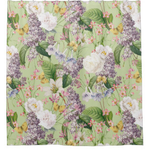 Rideaux De Douche Jardin d'été - Vintage Redouté Fleurs Cottage
