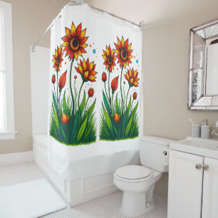 Rideaux De Douche Jardin Fleurissant de Feu