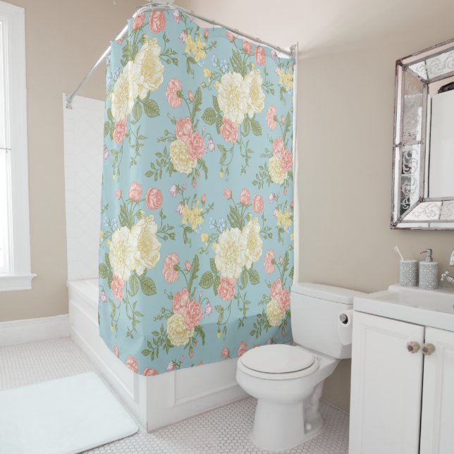 Rideaux De Douche Jardin Peony motif floral (En situation)