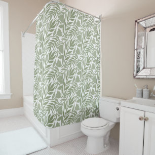 Rideaux De Douche Jardin Sauvage Blanc & Vert Mousse