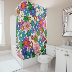 Rideaux De Douche Jardin super Retro coloré 60s les années 70 Floral