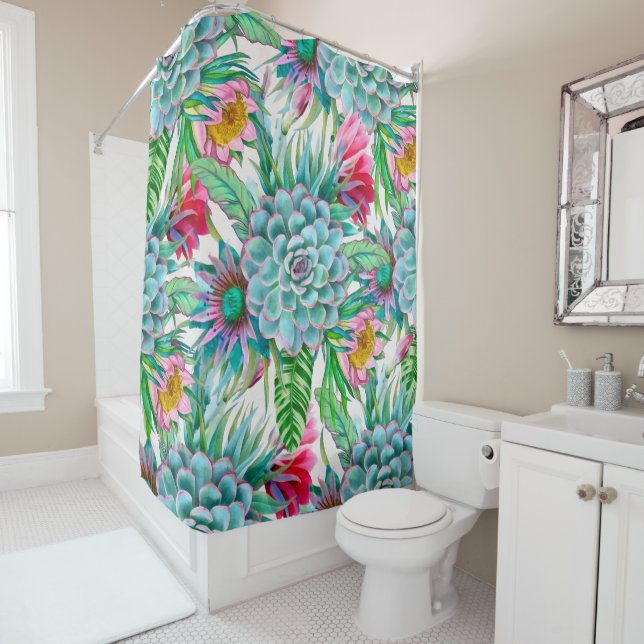 Rideaux De Douche Jardin tropical de Succulents (En situation)