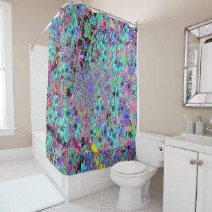 Rideaux De Douche Jardin Violet avec Fleurs Aquamarine Psychédélique