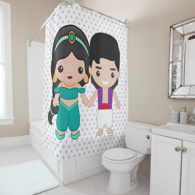 Rideaux De Douche Jasmine et Aladdin Emoji (En situation)