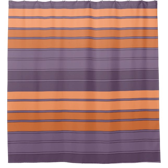 Rideaux De Douche Jaune avec motif rayé lilas (Devant)