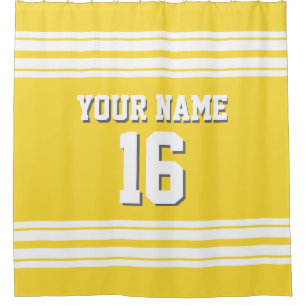 Rideaux De Douche Jaune d'ananas avec Jersey sportif White Stripes