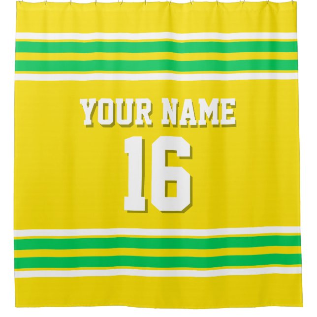 Rideaux De Douche Jaune Emeraude Vert Grandes Blancs Sport Jersey (Devant)