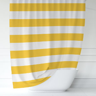 Rideaux De Douche Jaune Ensoleillé et Larges Rayures Blanches
