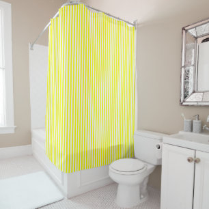 Rideaux De Douche Jaune ensoleillé et rayures blanches