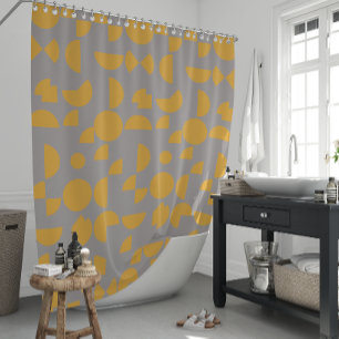 Rideaux De Douche Jaune gris moderne Elégant géométrique Tribal