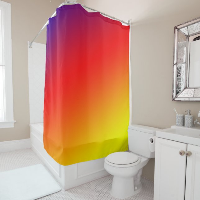 Rideaux De Douche Jaune rose violet (En situation)