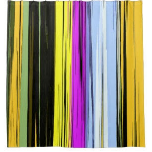Rideaux De Douche Jaune Vert Bleu Violet Noir Rayures Verticales