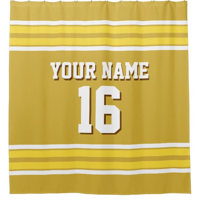 Rideaux De Douche Jaune White Stripes Sports Jersey (Devant)