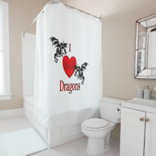 Rideaux De Douche Je Coeur Dragons