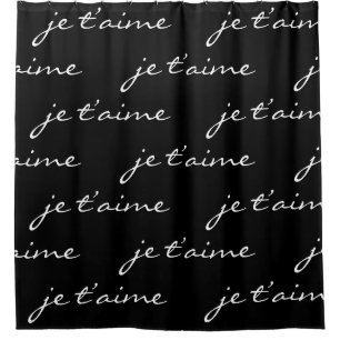 Rideaux De Douche je t’aime Je t’aime en français Chic Black & White